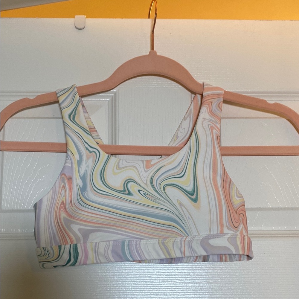 Old Navy Green and Cream Sleeveless Crop Tank
